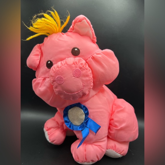 Fisher-Price Other - Fisher Price Puffalump Pink Blue Ribbon Pig Prize Winning Vintage 90s Barnyard